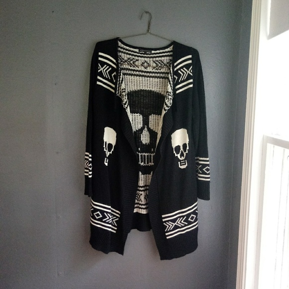 Karma Blue Sweaters - Karma Blue Skull Cardigan Duster Sweater Aztec L